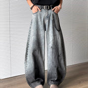 Vintage Blue-Gray Wide Leg Denim Pants – Loose Fit Unisex