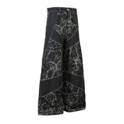 Vintage Patchwork Wide-Leg Jeans – Water-Washed Casual Denim Pants