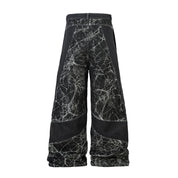 Vintage Patchwork Wide-Leg Jeans – Water-Washed Casual Denim Pants