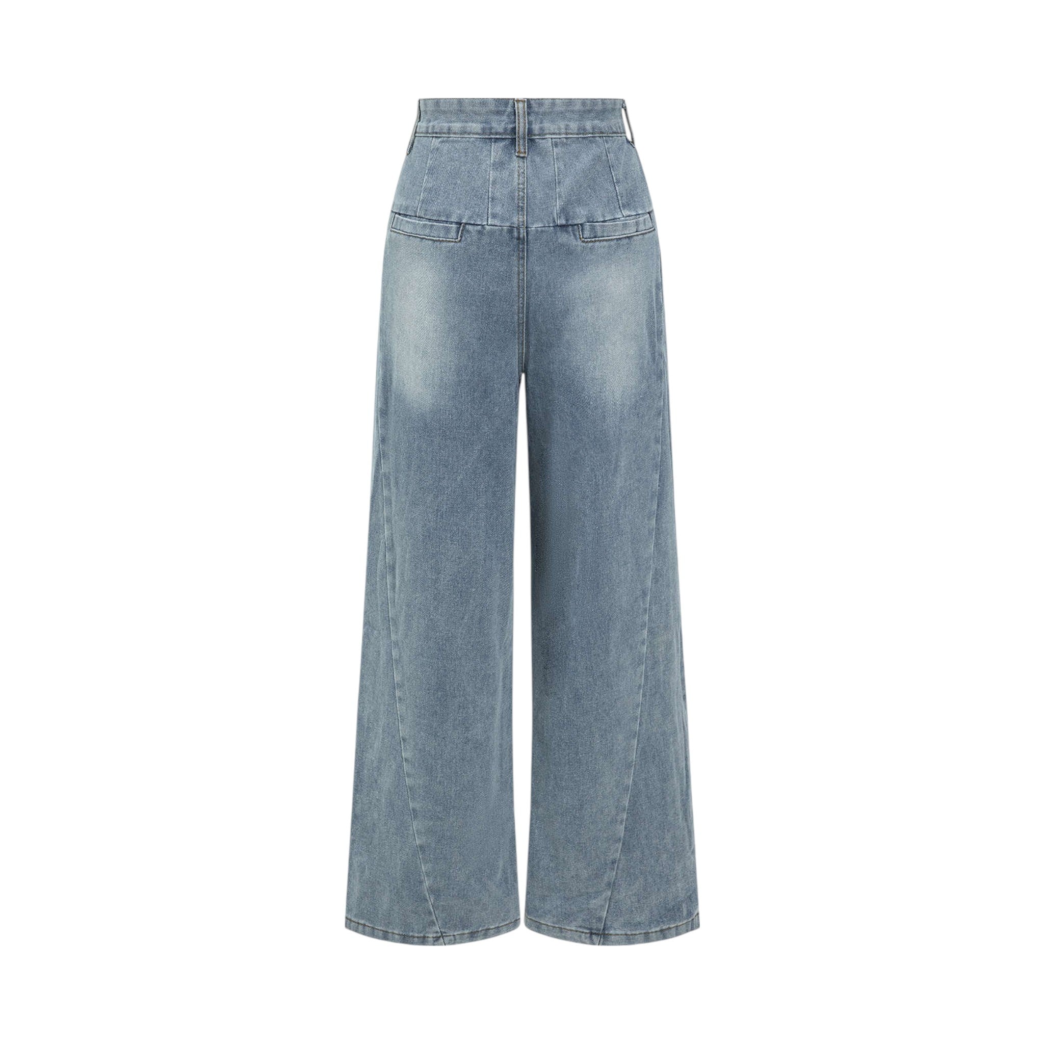 Women’s Faded Wide-Leg Denim Jeans High Waist, Non-Stretch, Loose Fit