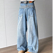 Vintage Washed Wide Leg Denim Pants – Loose Fit Casual Jeans