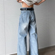 Vintage Washed Wide Leg Denim Pants – Loose Fit Casual Jeans