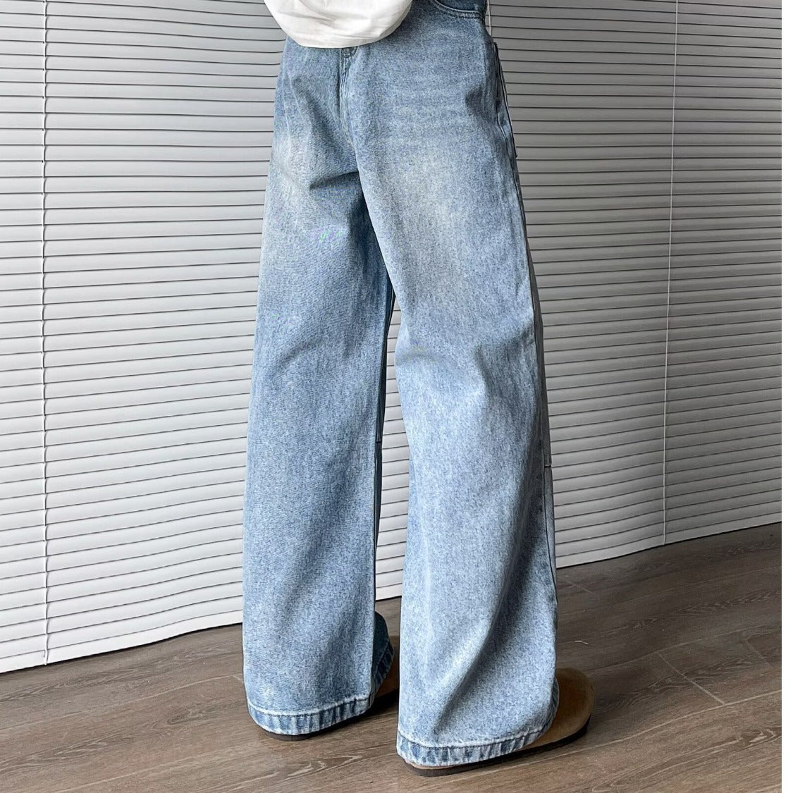Vintage Washed Wide Leg Denim Pants – Loose Fit Casual Jeans