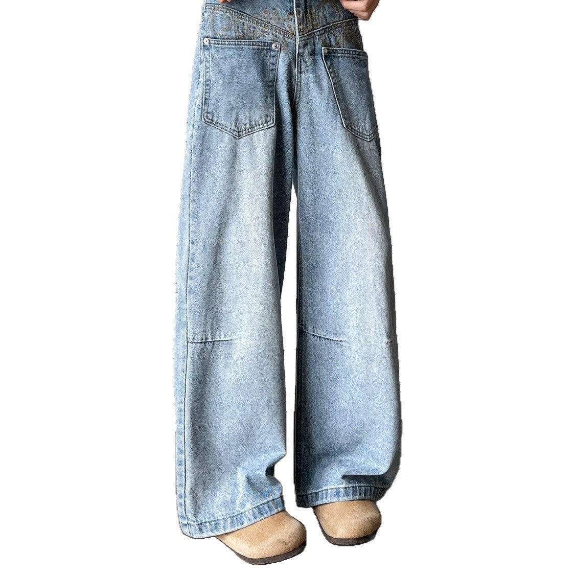 Vintage Washed Wide Leg Denim Pants – Loose Fit Casual Jeans