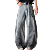 Vintage Blue-Gray Wide Leg Denim Pants – Loose Fit Unisex